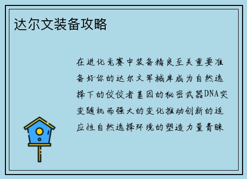 达尔文装备攻略